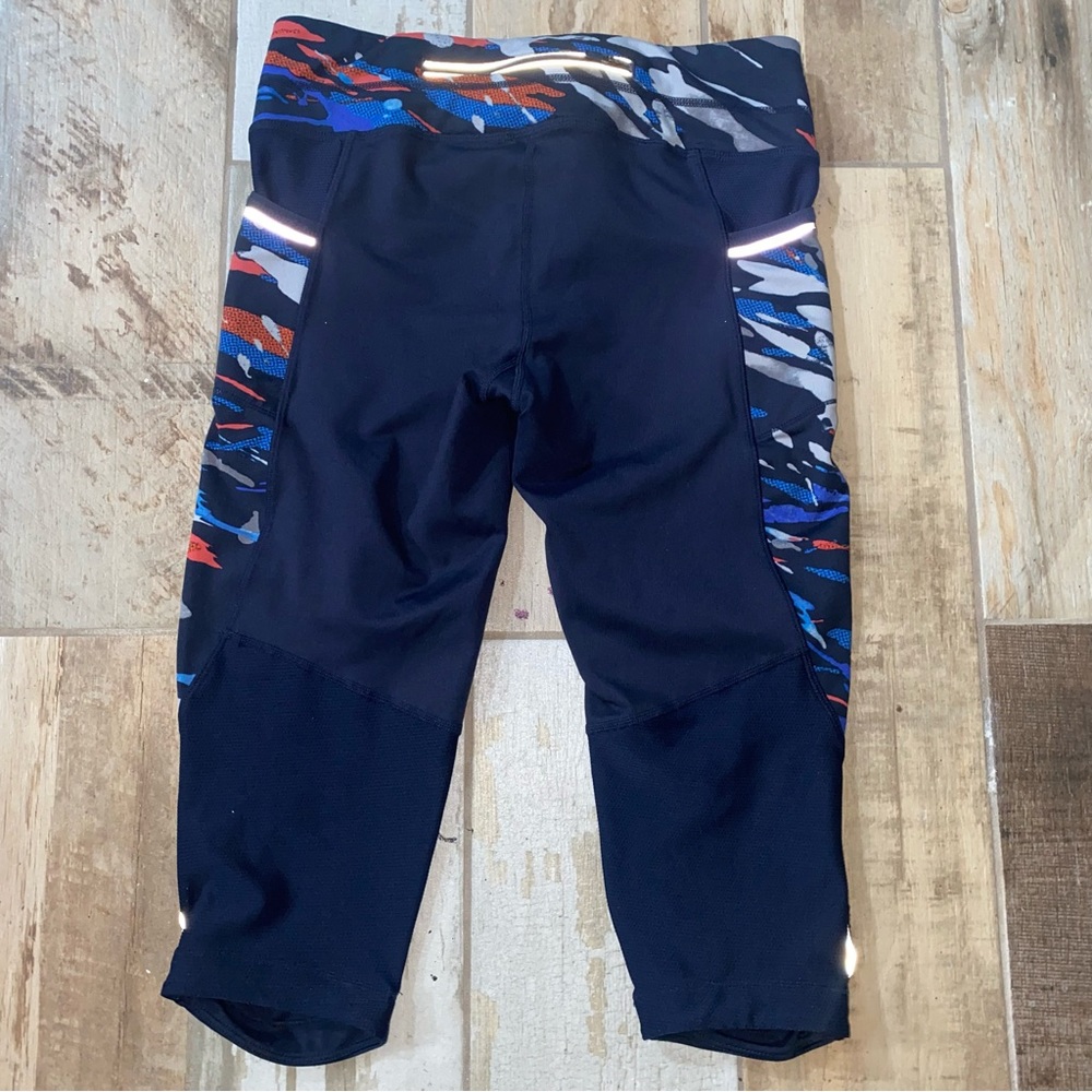 Athleta Leggings Yoga Pants Capri Womens Small Blue Spliced Fire Be Free Knicker - Picture 4 of 9
